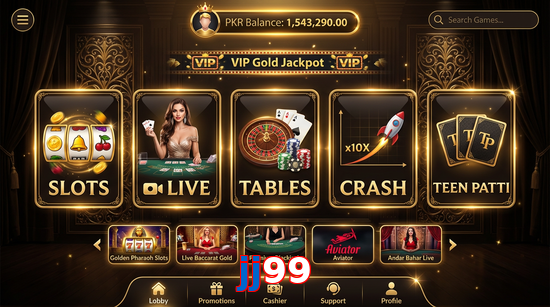 Main screen of Jj99 casino page for PK players